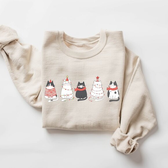 Cute Cat Christmas Sweatshirt – Perfect for Cat Lovers - Picture 1 of 4